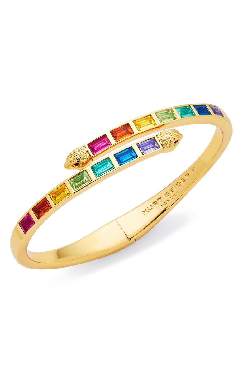 Kurt Geiger London Baguette Stone Bypass Bangle, Main, color, Gold/ Multi