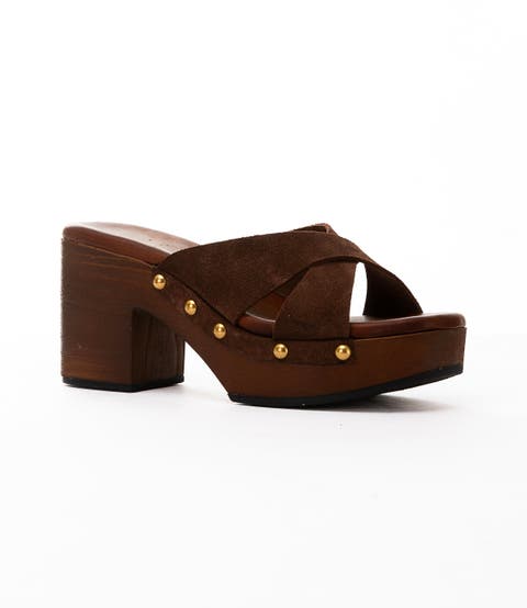 Lauren Suede Block Heel Sandal
