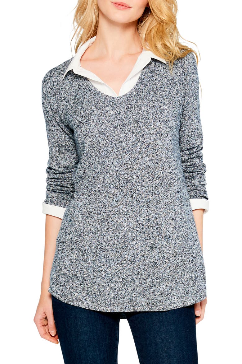 Vital V-Neck Sweater, Main, color, DARK INDIGO MIX