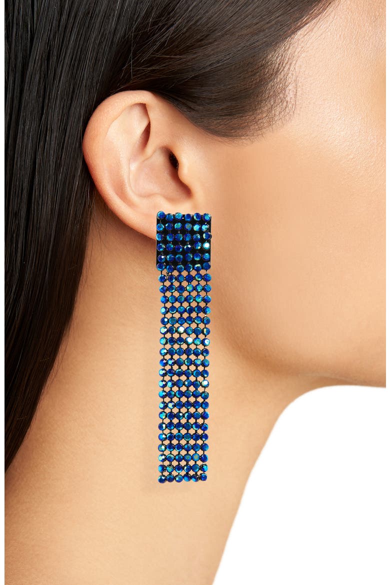 Drama Sparkle Duster Earrings, Alternate, color, IRIDESCENT BLUE- HEMATITE