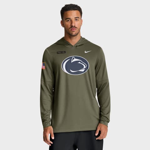Men's Nike Olive Penn State Nittany Lions 2025 Military Appreciation Dri-FIT Long Sleeve Hoodie T-Shirt