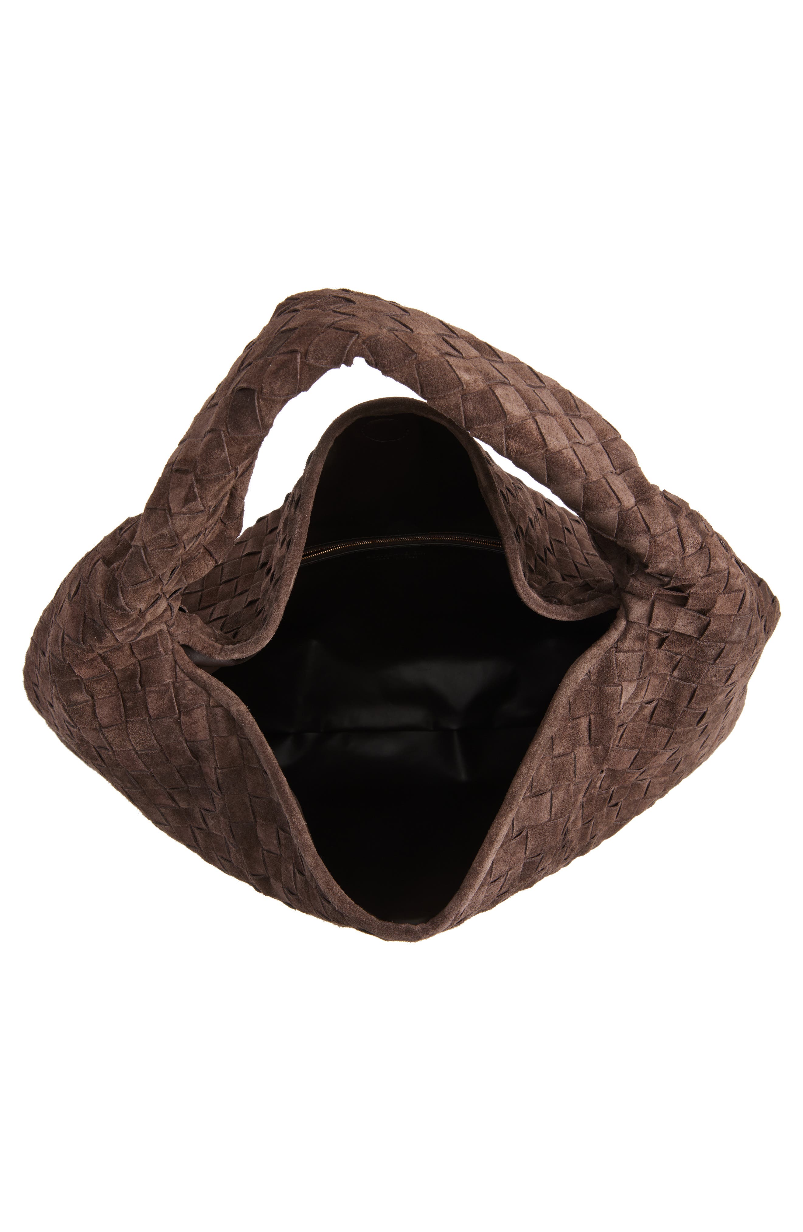 Bottega Veneta Large Hop Intrecciato Suede Hobo Bag, Alternate, color, 2190 Fondant-M Brass