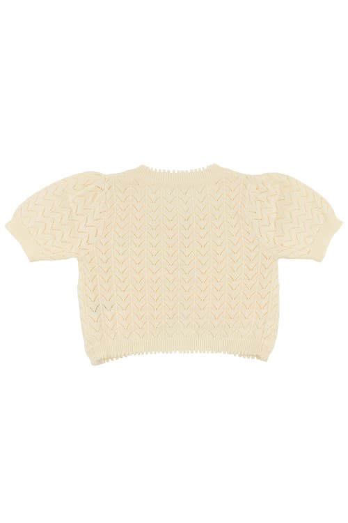 Oh Baby ! Wave Stitch Juliet Pointelle Short Sleeve Cardigan