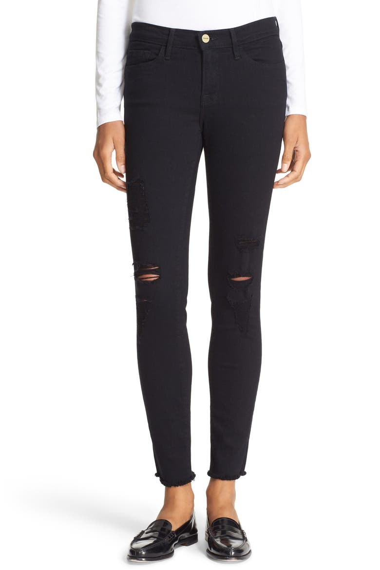 'Le Skinny de Jeanne' Ripped Jeans, Main, color, NOIR JEFFERSON