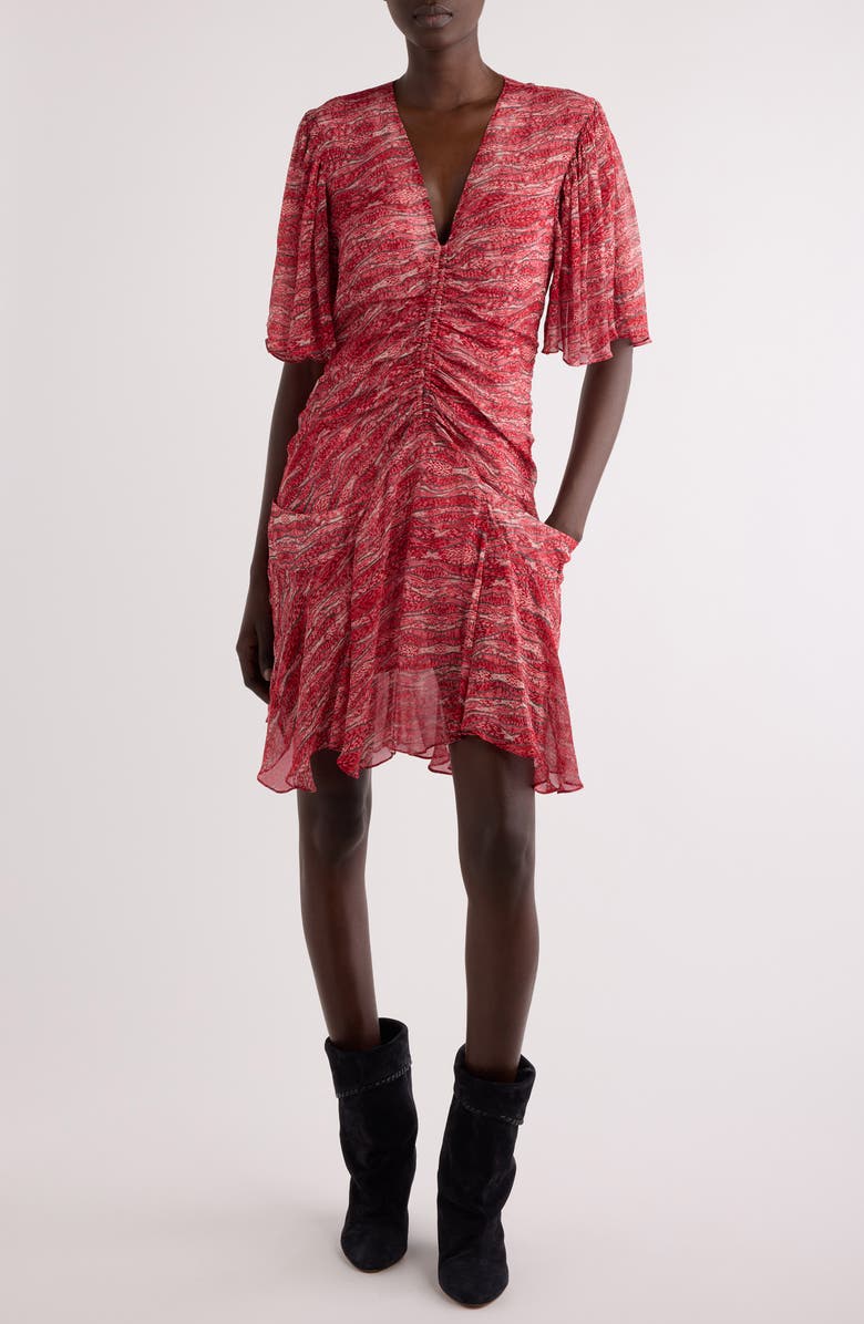 Isabel Marant Étoile Vivienne Abstract Print Georgette Dress, Main, color, Red