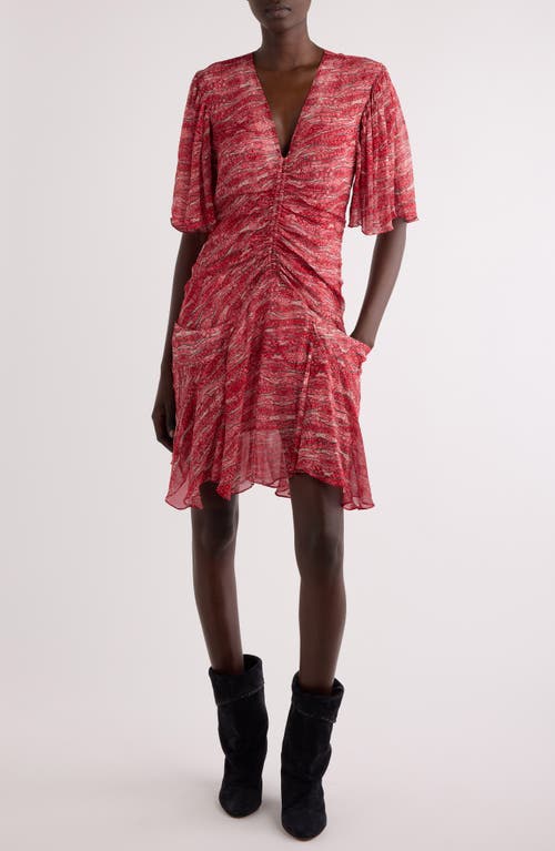 Isabel Marant Étoile Red Printed Muslin Short Vivienne Dress In Red