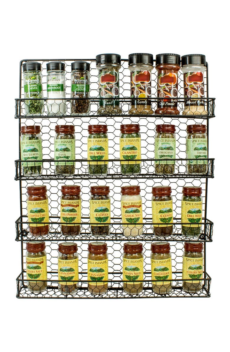 SORBUS 4 Tier Wall Mounted Spice Rack Storage Organizer - Black, Main, color, 