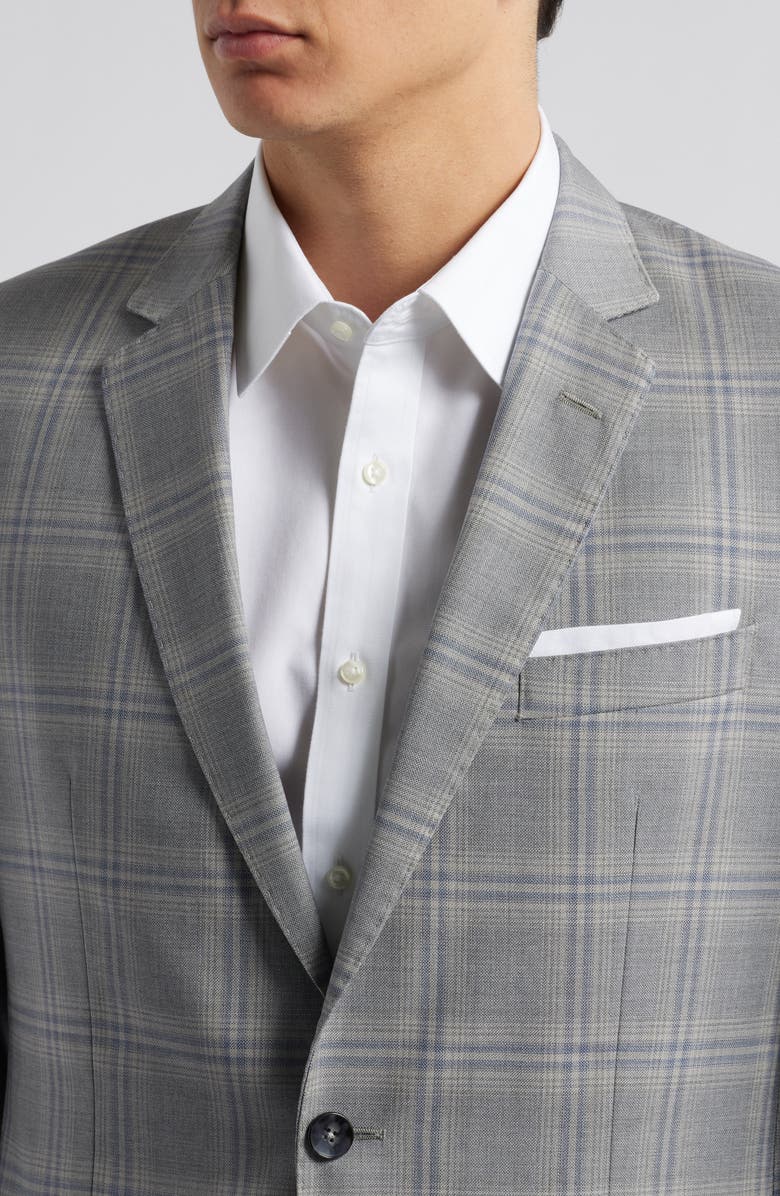 BOSS Hutson Windowpane Check Sport Coat, Alternate, color, Medium Grey