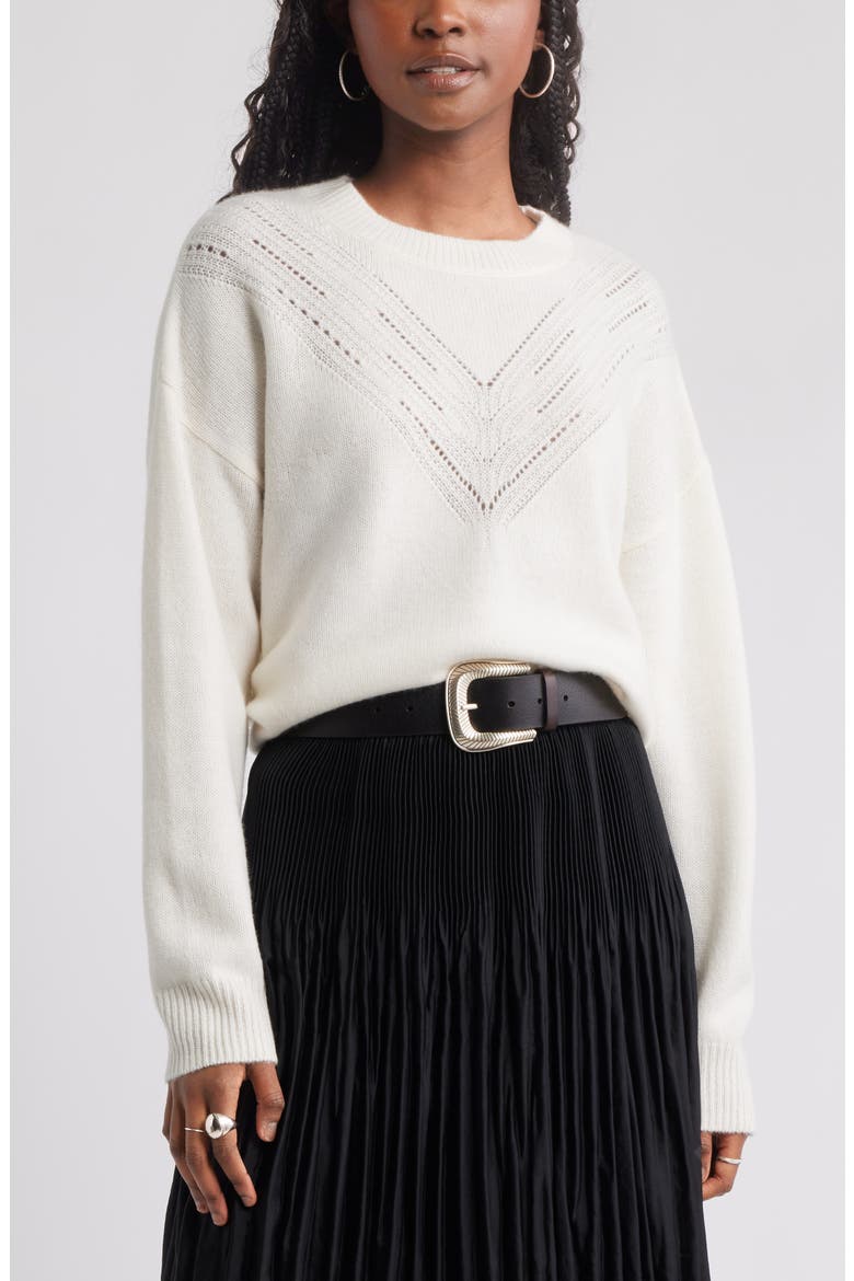 Pointelle Wool & Cashmere Sweater, Main, color, IVORY DOVE