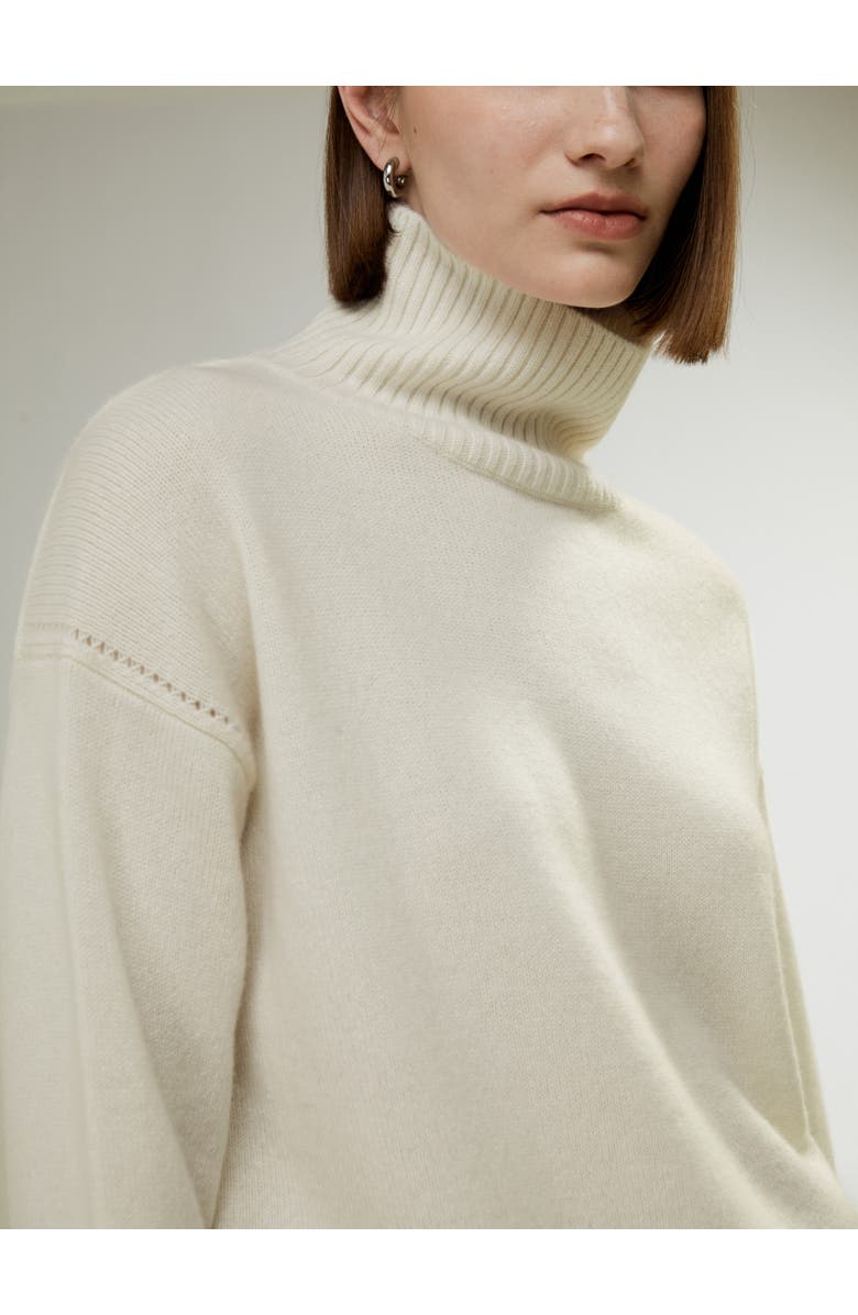 Lilysilk Turtleneck Relaxed-Fit Cashmere Sweater, Alternate, color, White