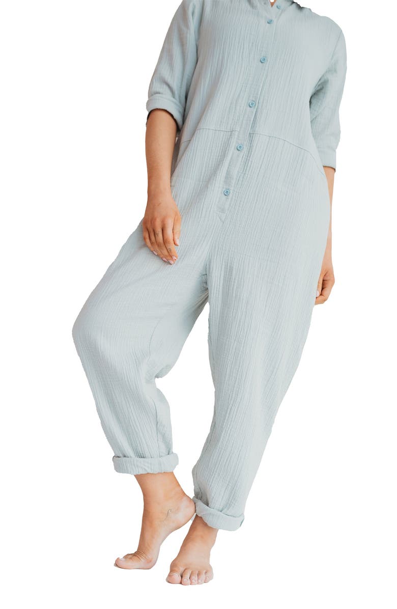 Turtledove London Organic Cotton Shana Collared Jumpsuit, Alternate, color, Sky Blue
