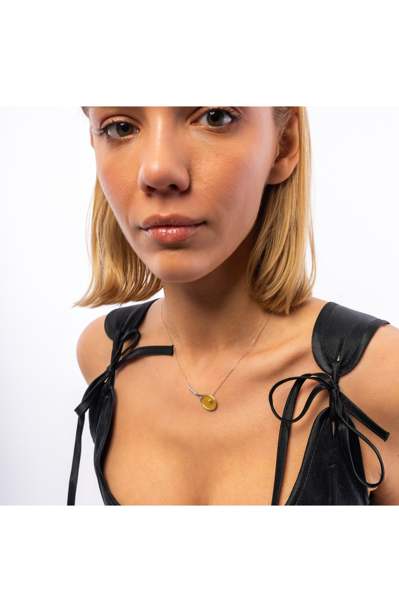 Spero London Sterling Silver Tennis Racket Necklace, Alternate, color, Silver