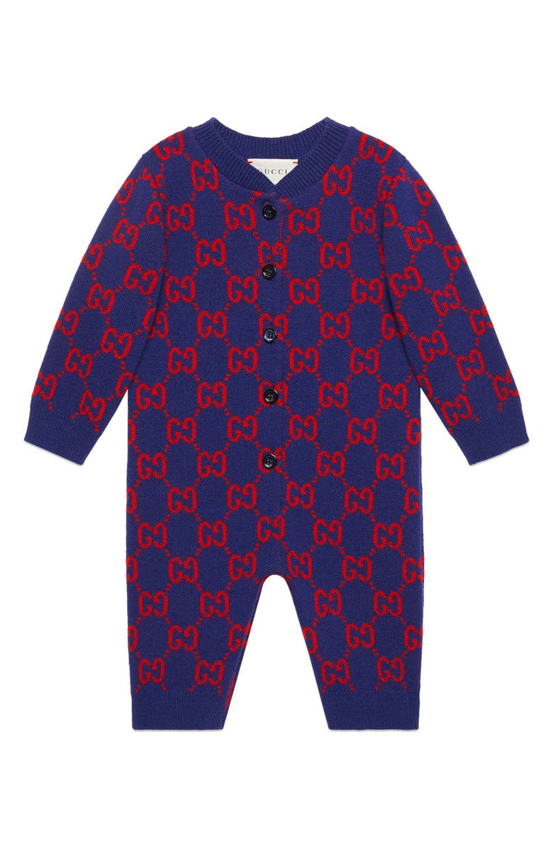 Gucci GG Logo Jacquard Wool Sweater Romper, Main, color, 