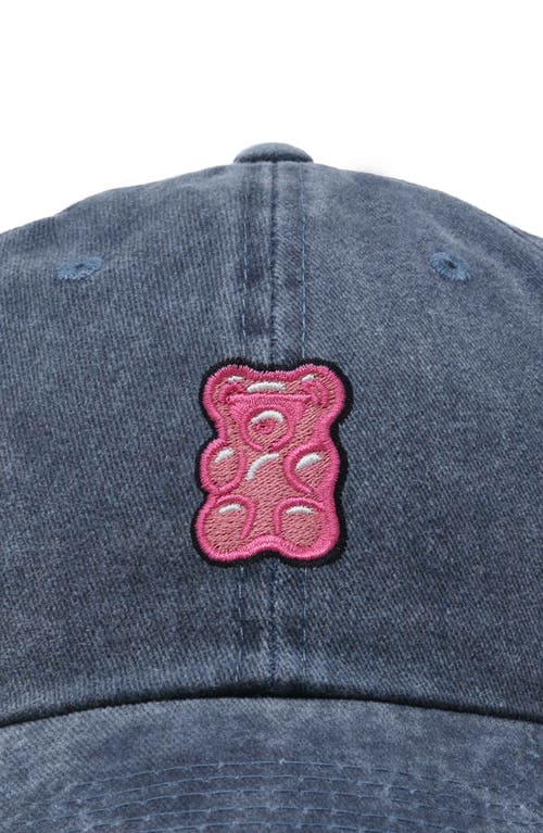 Dalix Pink Gummy Embroidered Casual Cap In Washed Navy Blue