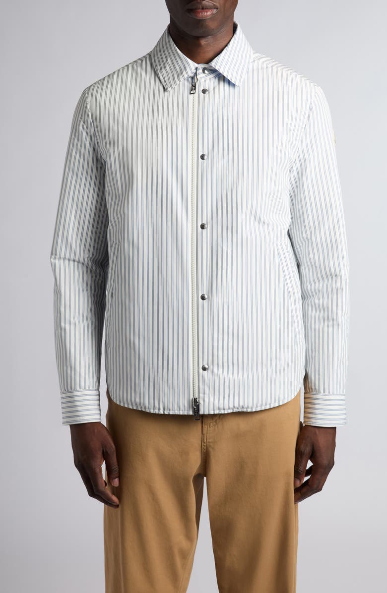 Moncler Crescent Padded Stripe Zip Shirt Jacket, Main, color,