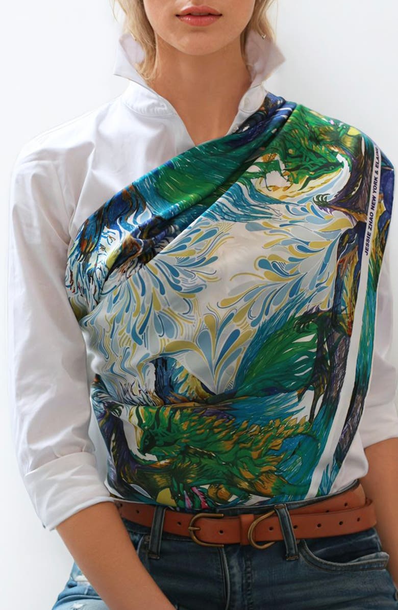 Jessie Zhao New York Silk Scarf of Summer Forest Imagination, Alternate, color, 