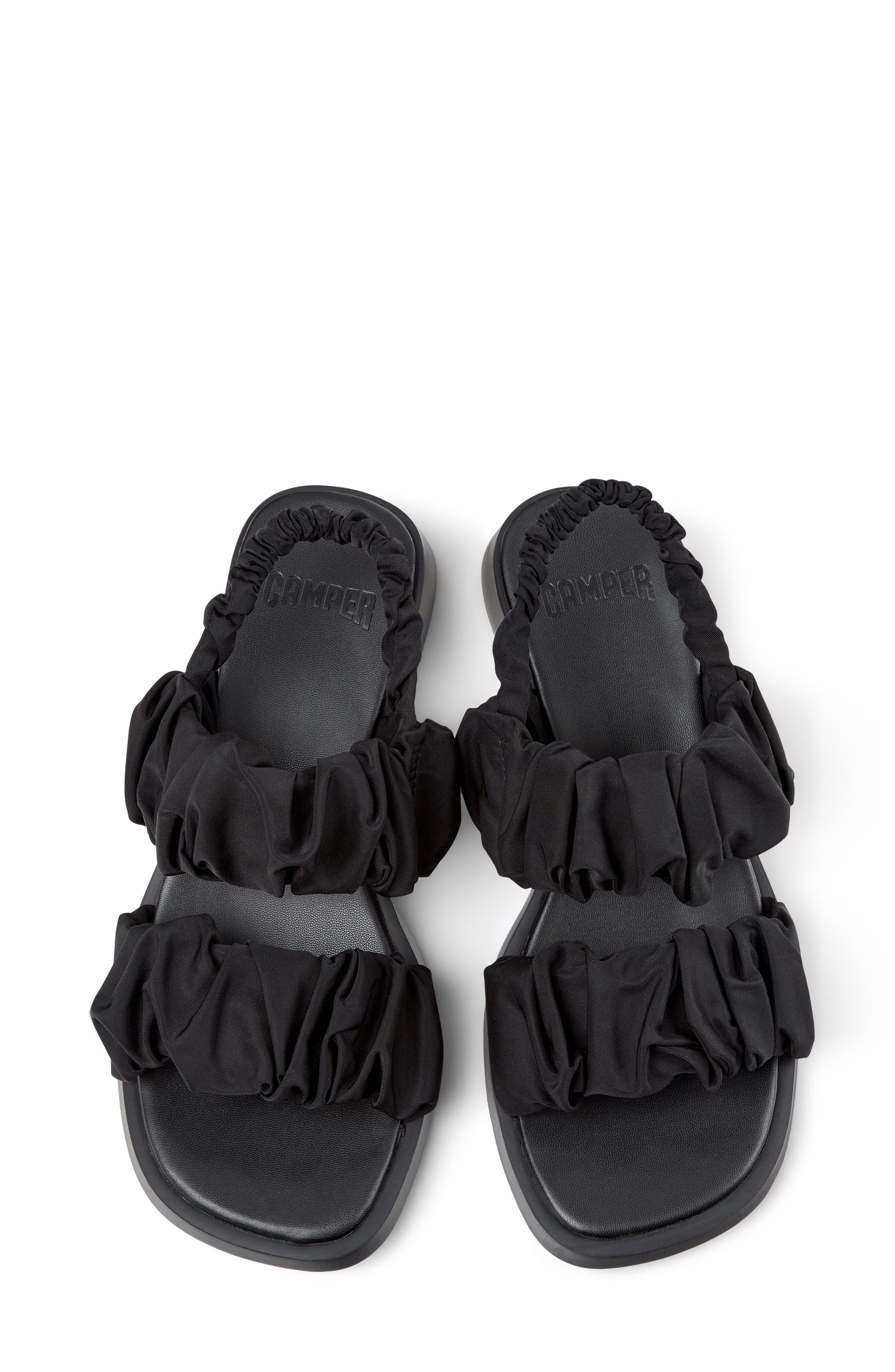 Camper Dana Ruched Slingback Sandal, Alternate, color, Black