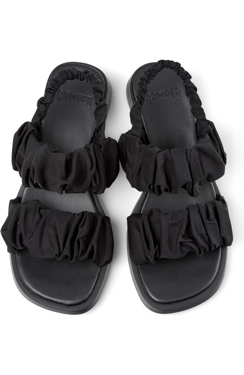 Camper Dana Ruched Slingback Sandal, Alternate, color, Black