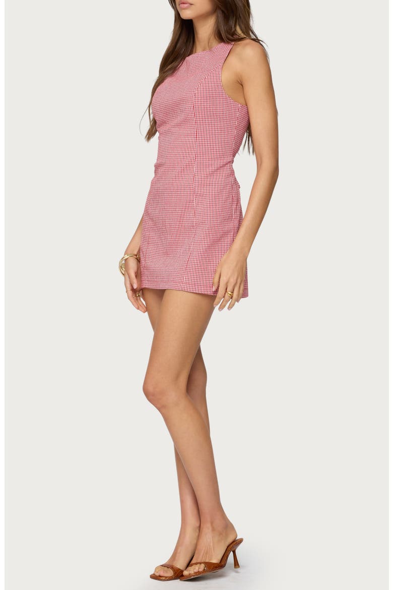 Macee Gingham Sleeveless Romper, Alternate, color, RED