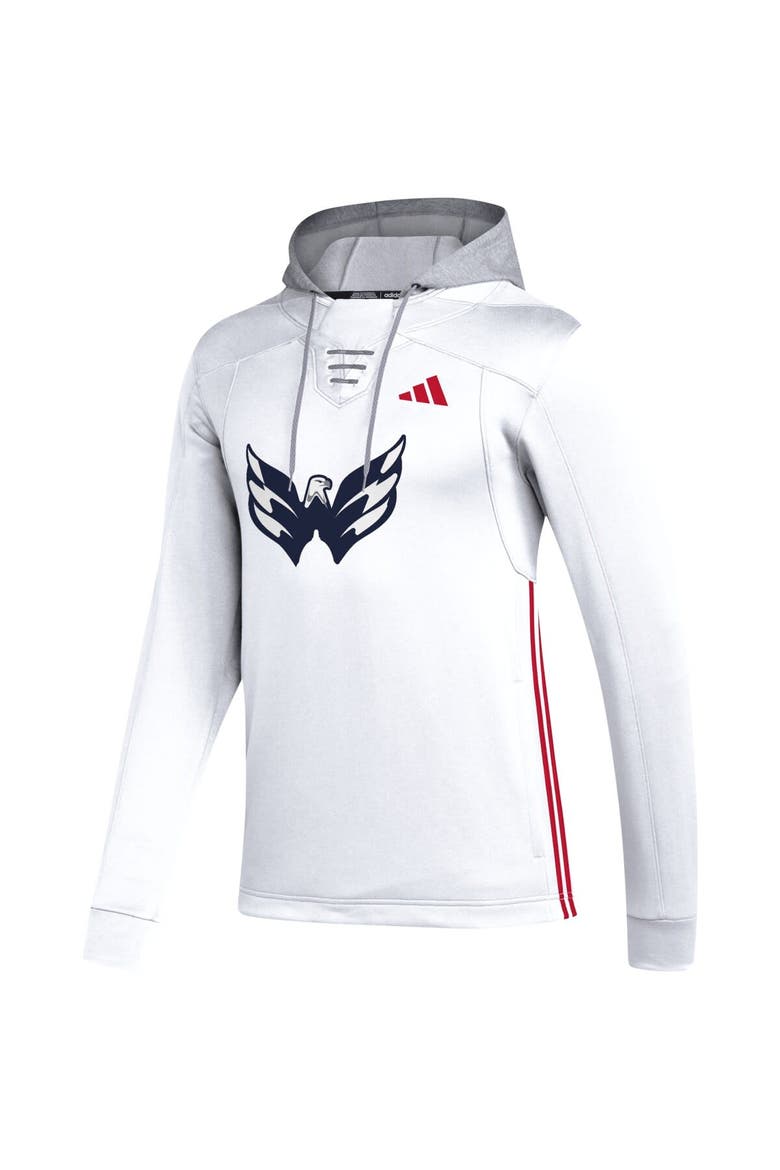 Men's adidas White Washington Capitals Refresh Skate Lace AEROREADY Pullover Hoodie, Alternate, color, White