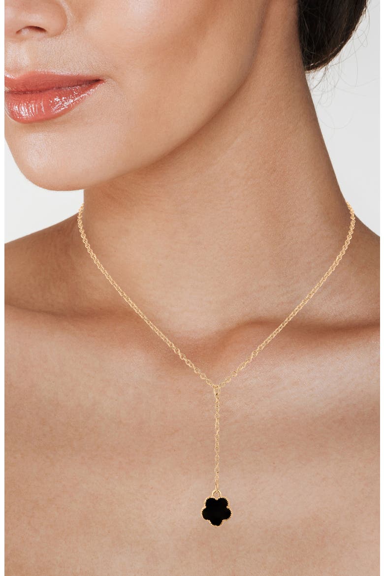 Enamel Clover Pendant Y-Necklace (Nordstrom Exclusive), Alternate, color, BLACK/ GOLD