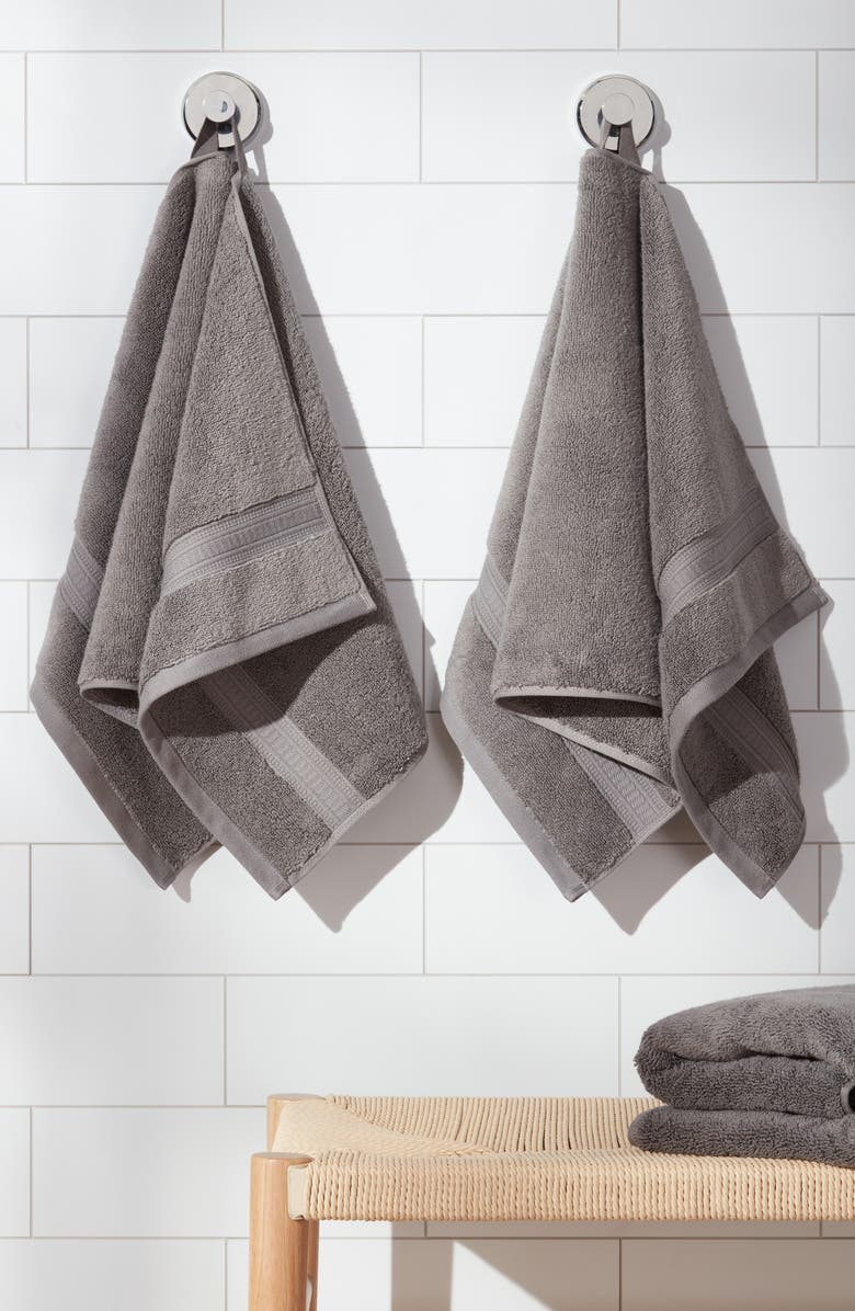 NORDSTROM RACK Zero Twist 2-Pack Cotton Hand Towels, Alternate, color, Grey Pearl