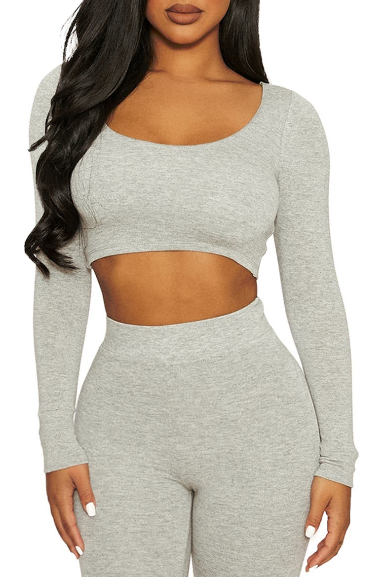 Scoop Neck Crop Top, Main, color, HEATHER GREY