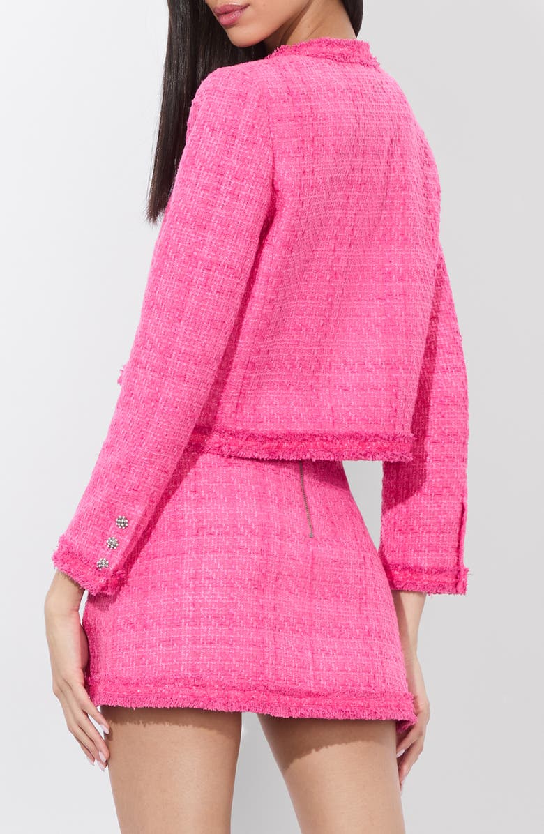 Alice + Olivia Landon Boxy Crop Tweed Jacket, Alternate, color, Wild Pink