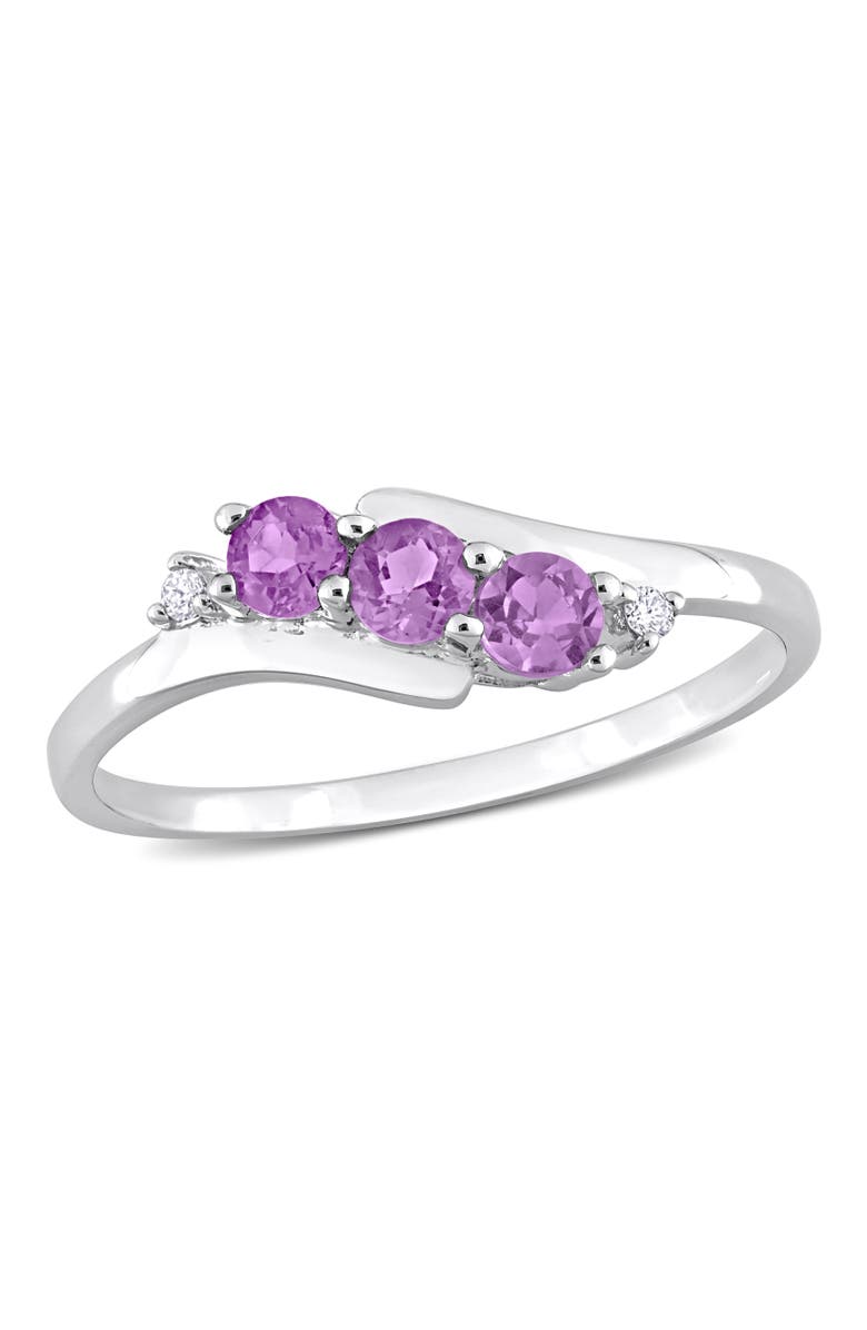 Julianna B. Amethyst & Diamond 3-Stone Ring, Main, color, Amethyst
