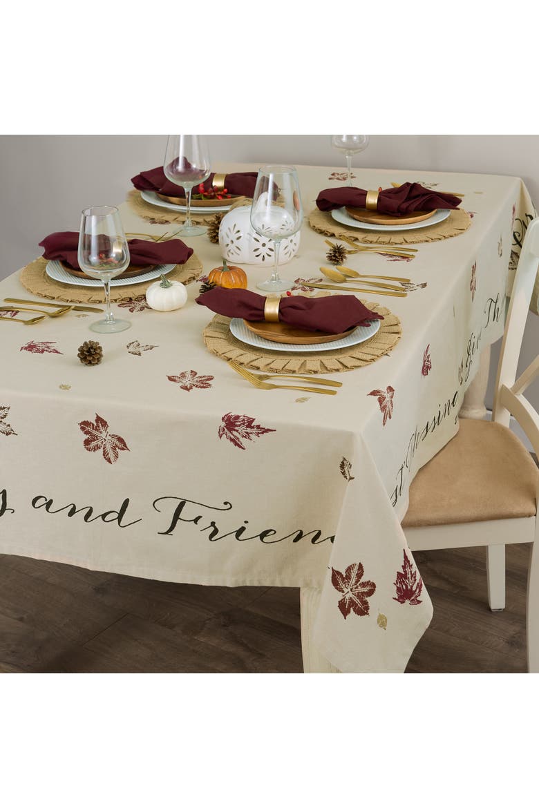 Rustic Leaves Print Tablecloth 60X84, Alternate, color, Rustic Leaves