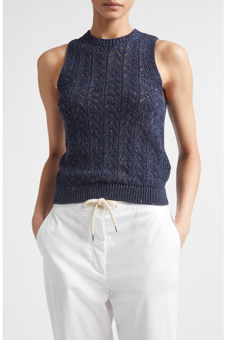 Sequin Crewneck Sweater Vest, Main, color, 11N NEW BLUE