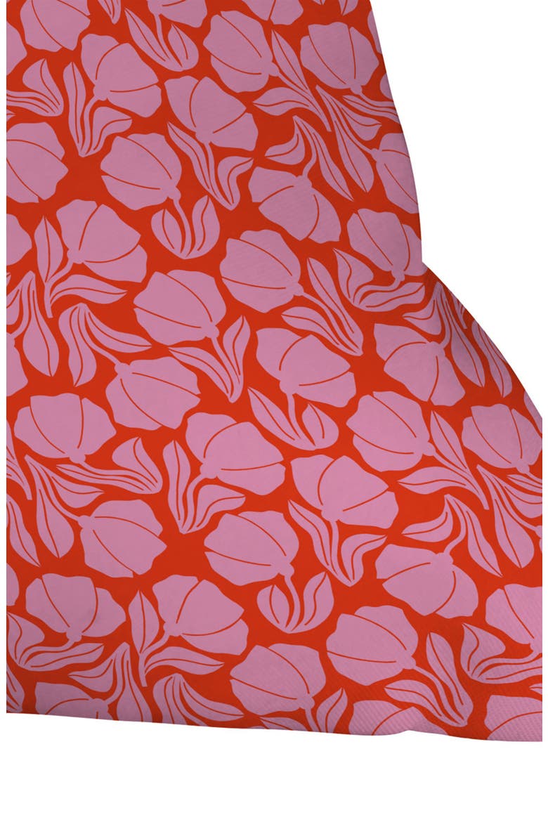 Boho Blooms Throw Pillow, Alternate, color, RED