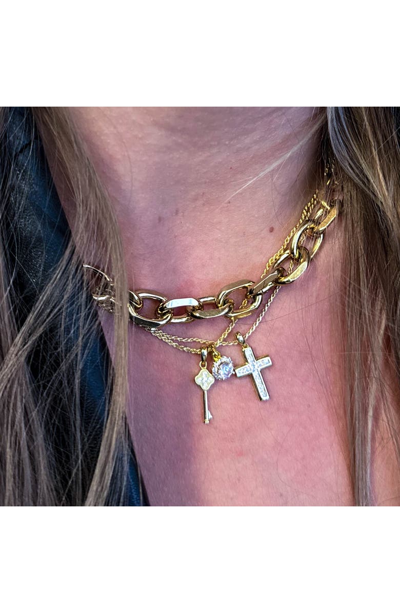 Outofoffice Pavé Charm Vermeil Necklace, Alternate, color, Gold