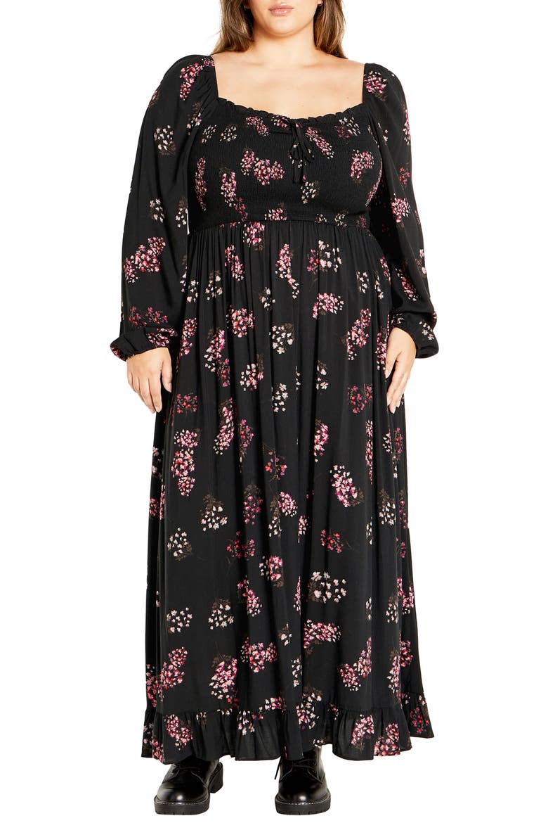 Murphy Long Sleeve Smocked Bodice Maxi Dress, Main, color, FLORAL