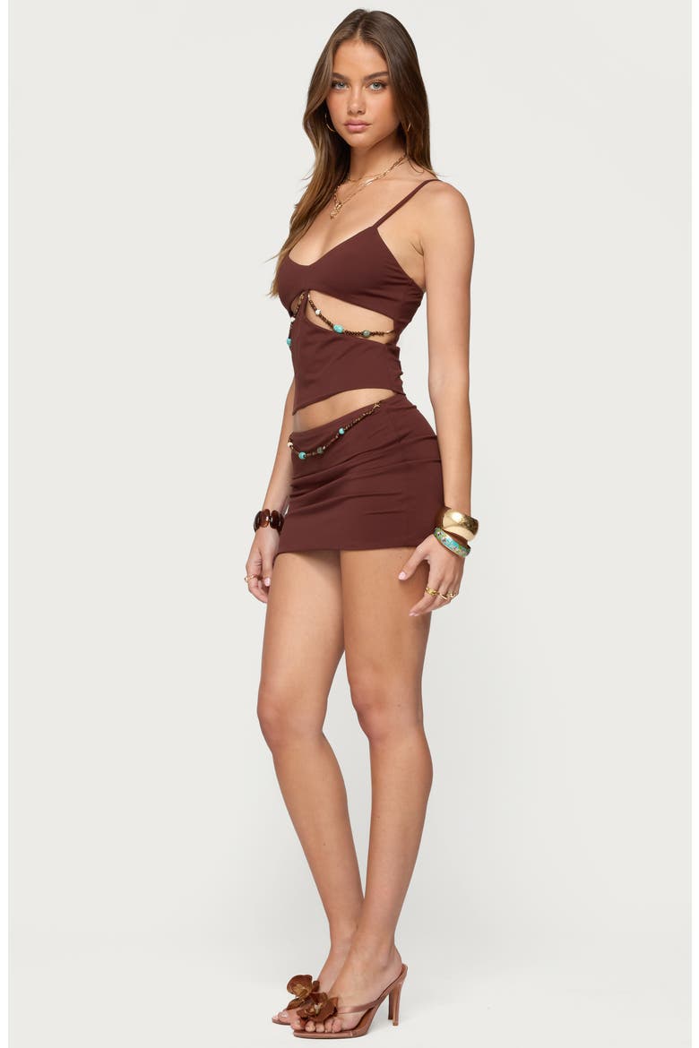 Neri Beaded Belt Miniskirt, Alternate, color, BROWN