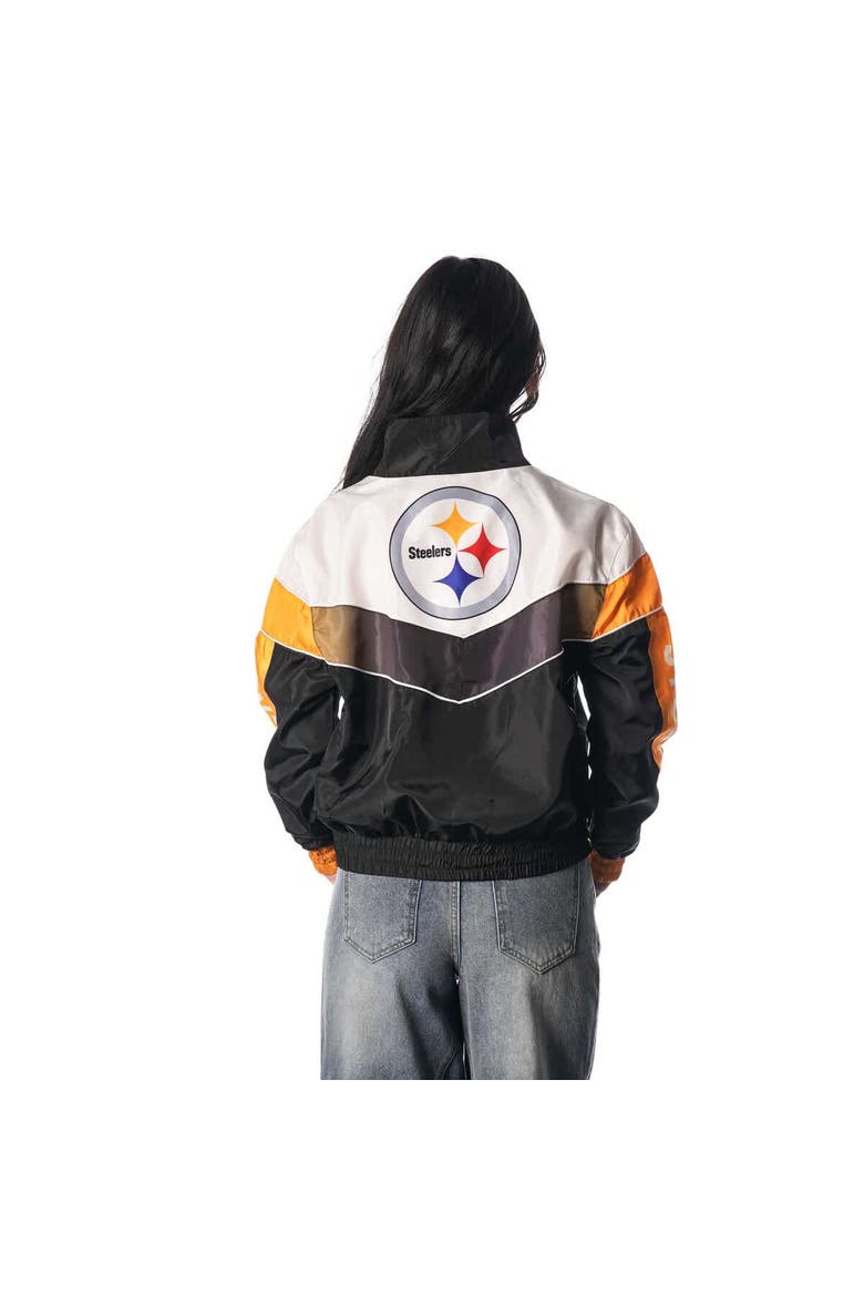 Women's The Wild Collective Black Pittsburgh Steelers 1/4 Zip Track Jacket, Alternate, color, Black