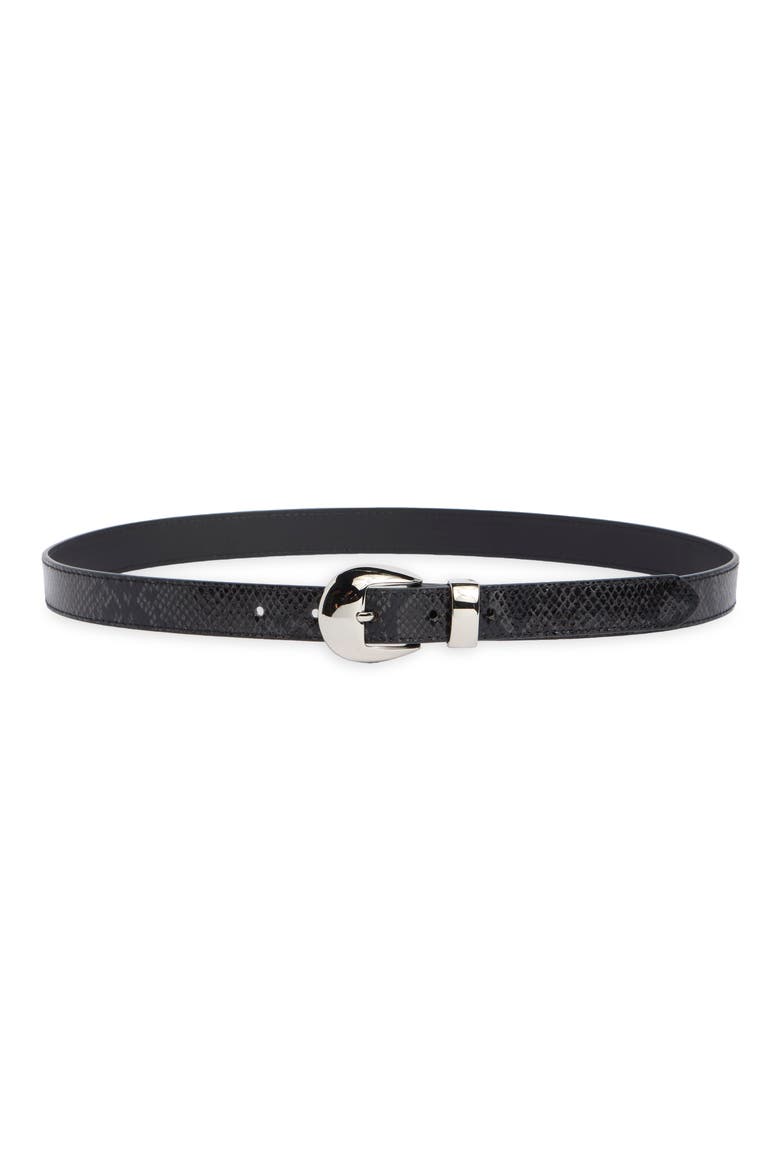 Snakeskin Embossed Belt, Main, color, BLACK SNAKE