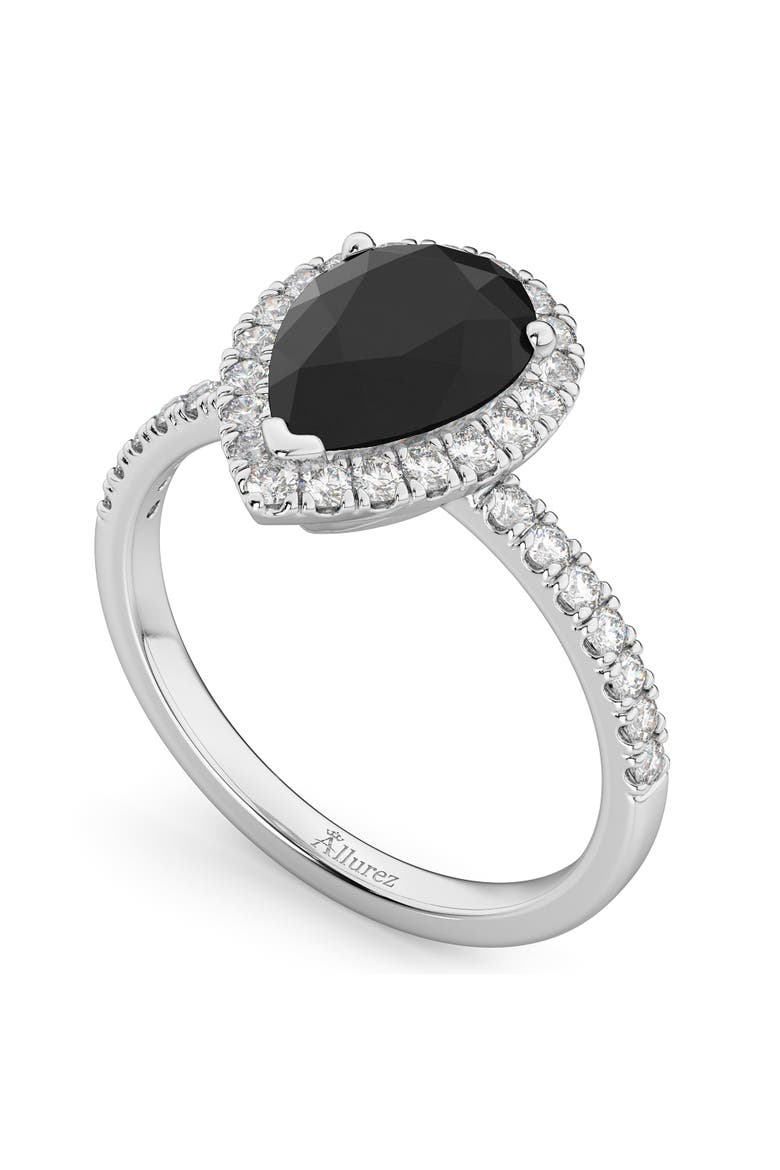 Pear Black Diamond & Diamond Engagement Ring 14K Gold, Alternate, color, 2.51ct/White Gold