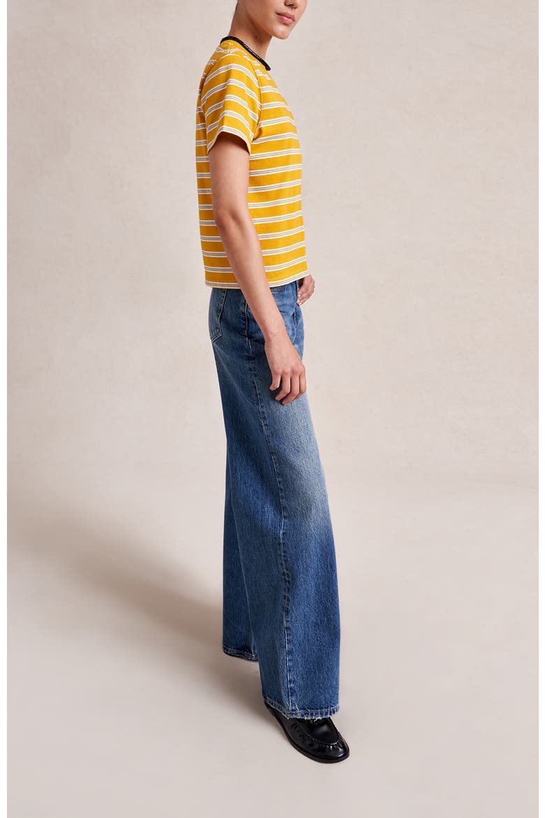 Striped Mol Tee, Alternate, color, Mustard/Ivory/Light Blue