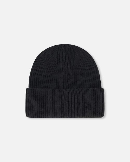 Deux Par Deux Kids Gender Inclusive Mid-season Knit Hat In Black