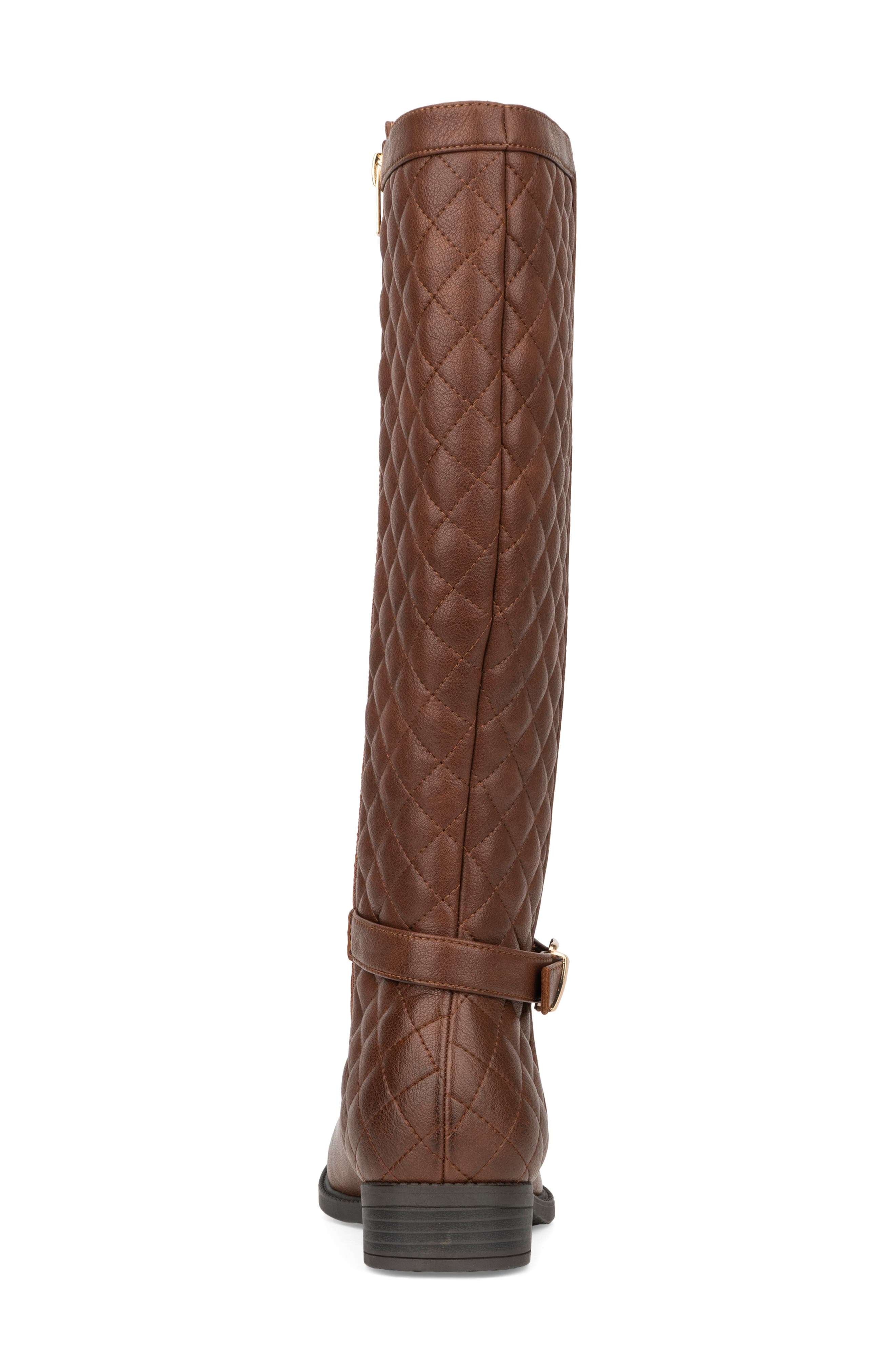 Enola Quilted Riding Boot, Alternate, color, COGNAC