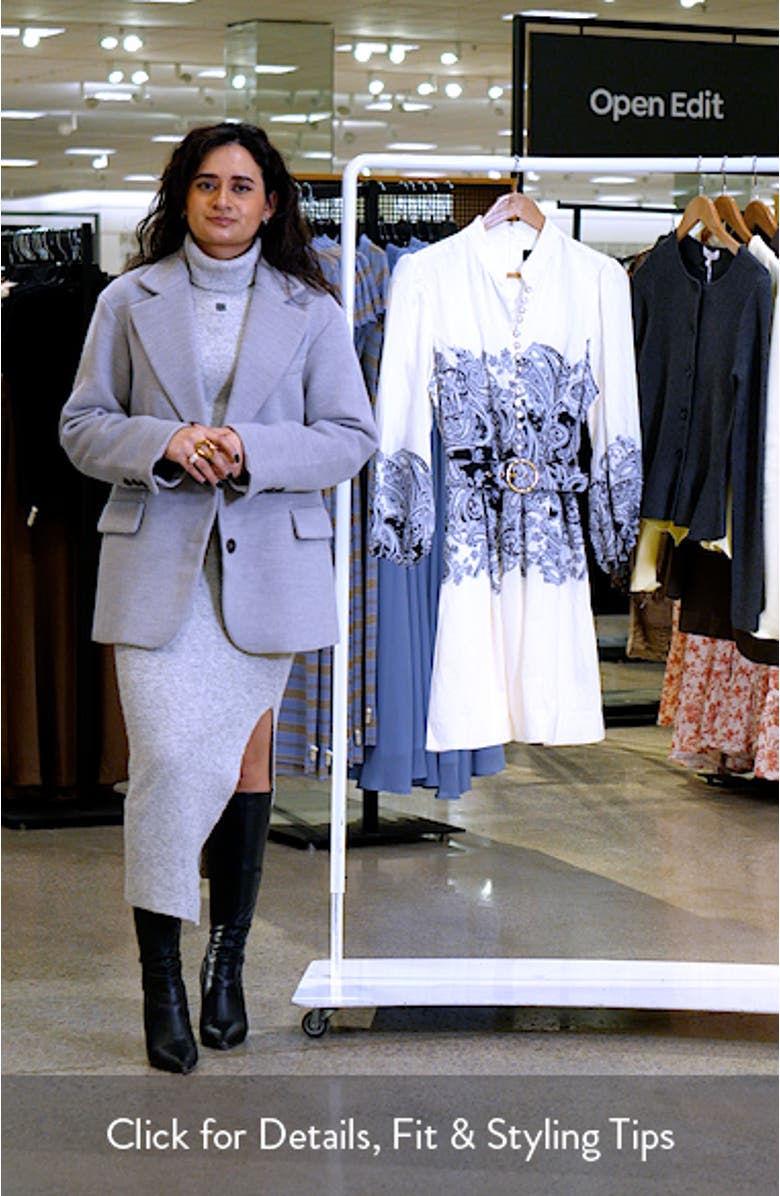 Belted Border Print Long Sleeve Dress, sales video thumbnail