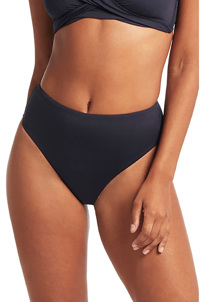 Retro High Waist Bikini Bottoms, Main, color, NIGHT SKY