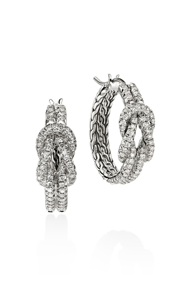 Love Knot Earrings, Sterling Silver, Diamonds, Main, color, SILVER