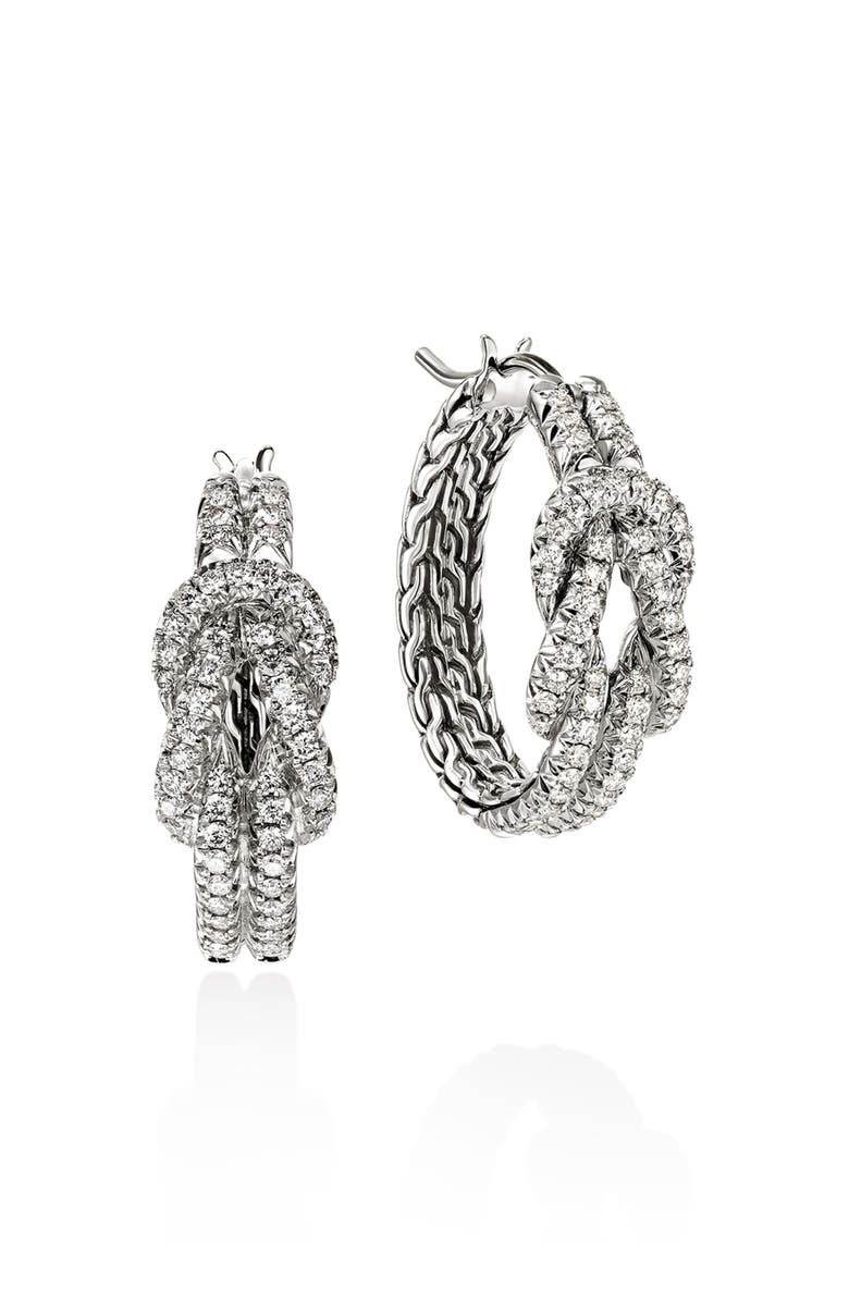 John Hardy Love Knot Earrings, Sterling Silver, Diamonds, Main, color, Silver