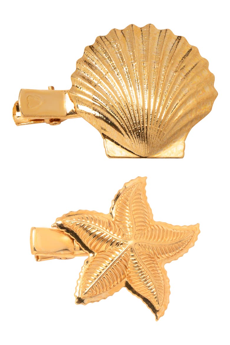 Set of 2 Oceane Barrettes, Main, color, GOLD