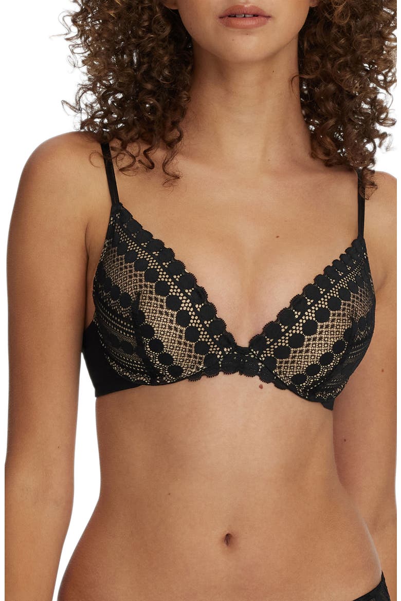 Seduced Lace Underwire Push-Up Bra, Main, color, BLACK/ NYLON