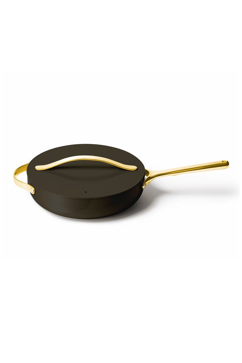 Nontoxic Ceramic Nonstick Sauté Pan with Lid, Main, color, BLACK/ GOLD