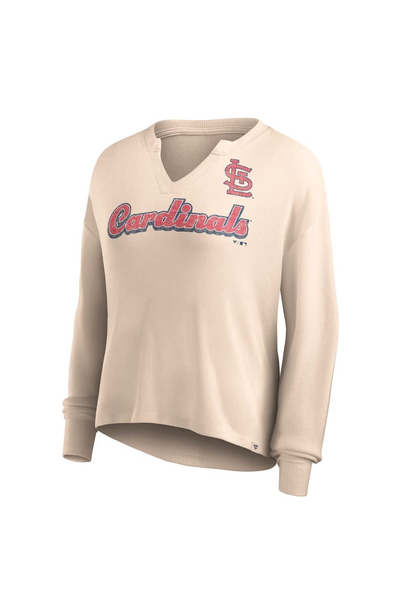 FANATICS Women's Fanatics Branded Cream St. Louis Cardinals Go For It Waffle Knit Long Sleeve Notch Neck T-Shirt, Alternate, color, Cream
