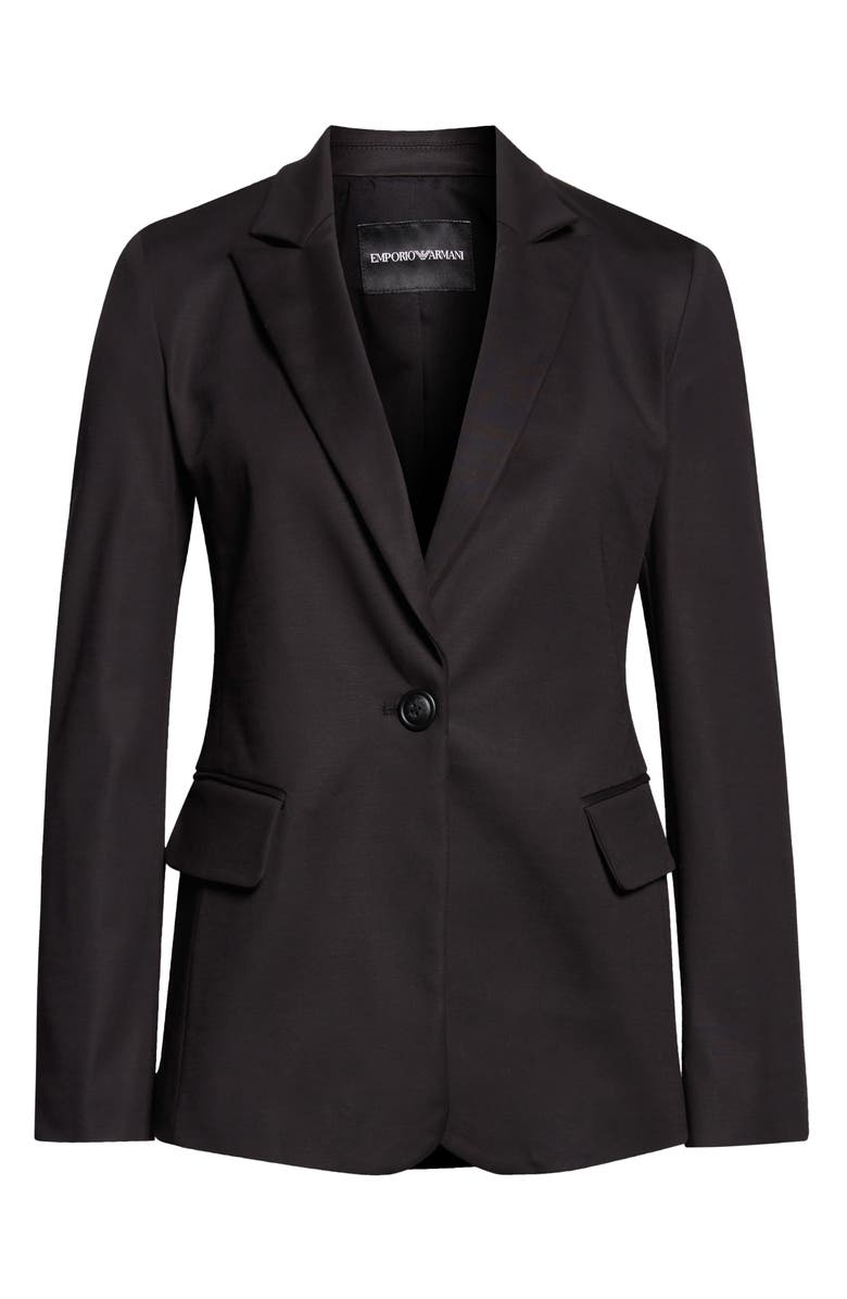 Emporio Armani Cotton Blend Blazer, Main, color, Black Solid